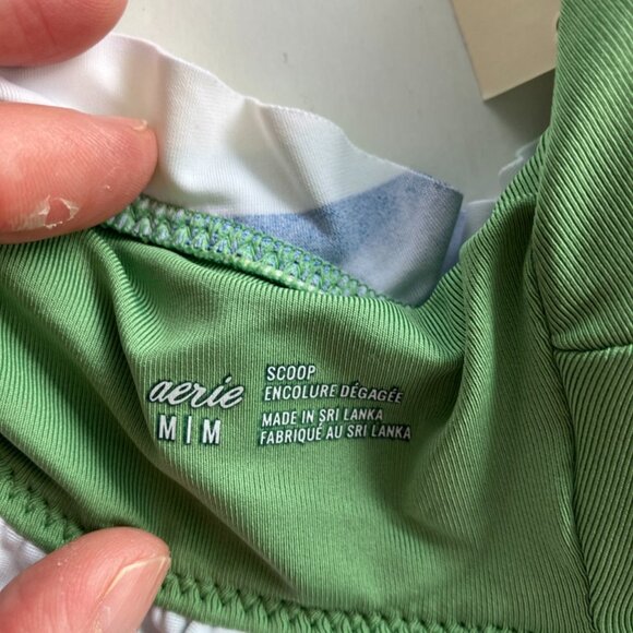 Aerie ruffle scoop bikini top size M printed striped MEDIUM NWT - Picture 7 of 8